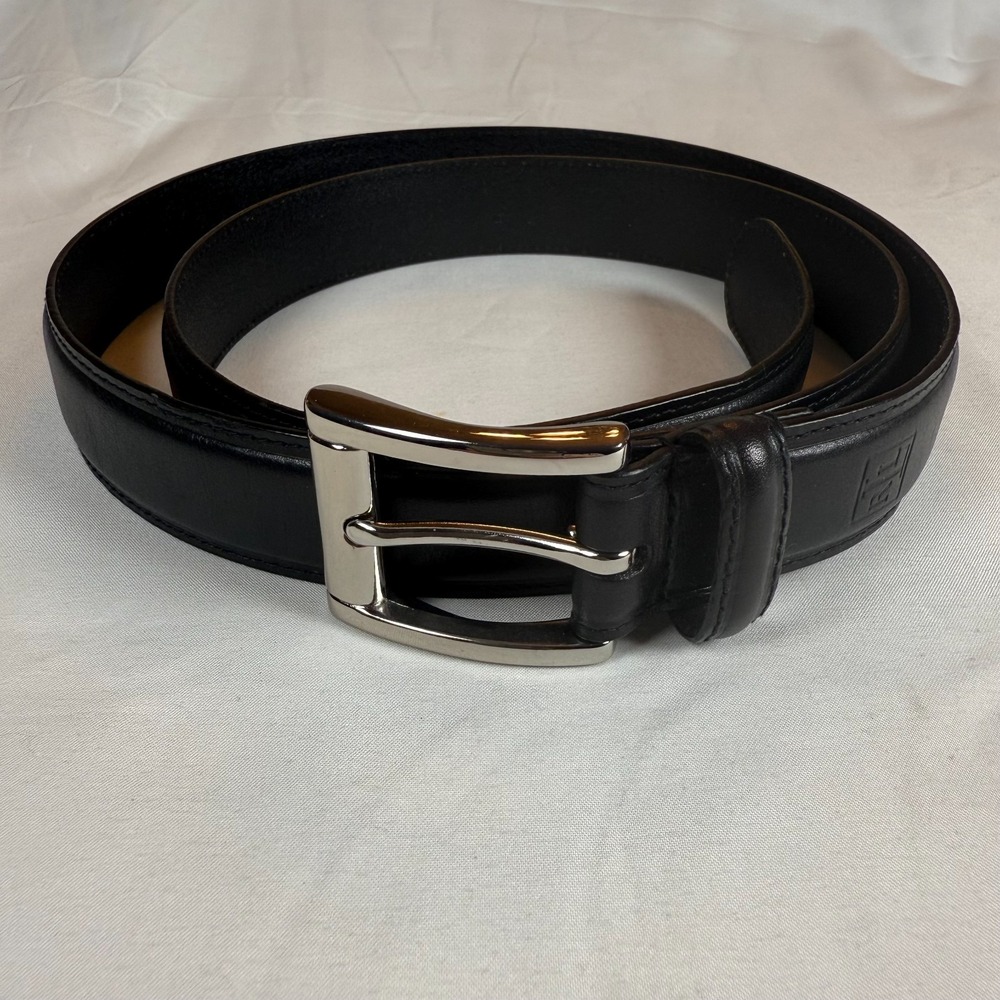 Vintage Lauren Ralph Lauren‎ Mens Leather Belt Black Size 42/105 Embossed Logo